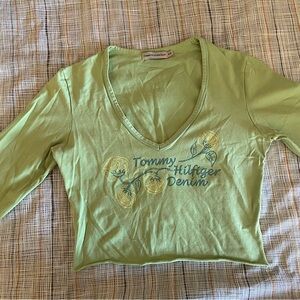 Cropped Tommy Hilfiger floral print 3/4 length sleeve top